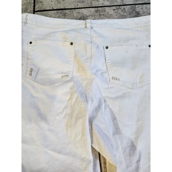 Michael Kors Size 18W Off White Bootcut Jeans Silver Hardware Comfortable - Picture 11 of 16